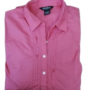 Eddie Bauer Coral Pink Pintuck Button-Down Shirt